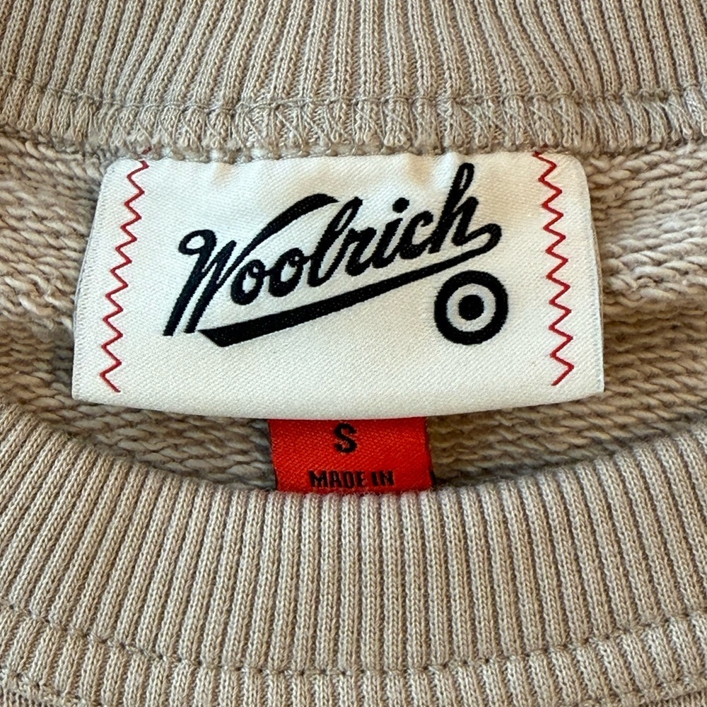 Woolrich Graphic 100% Crewneck Sweatshirt Boots Print Beige Size S - Picture 10 of 12